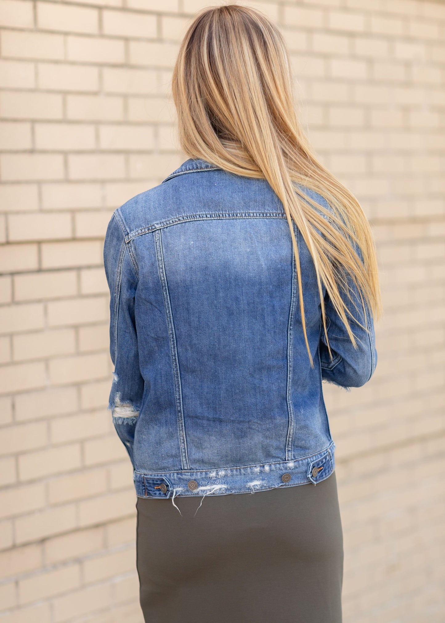 Distressed Wash Denim Jean Jacket Tops