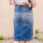 Distressed Wash Midi Skirt Skirts