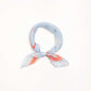 blue and orange floral head bandana