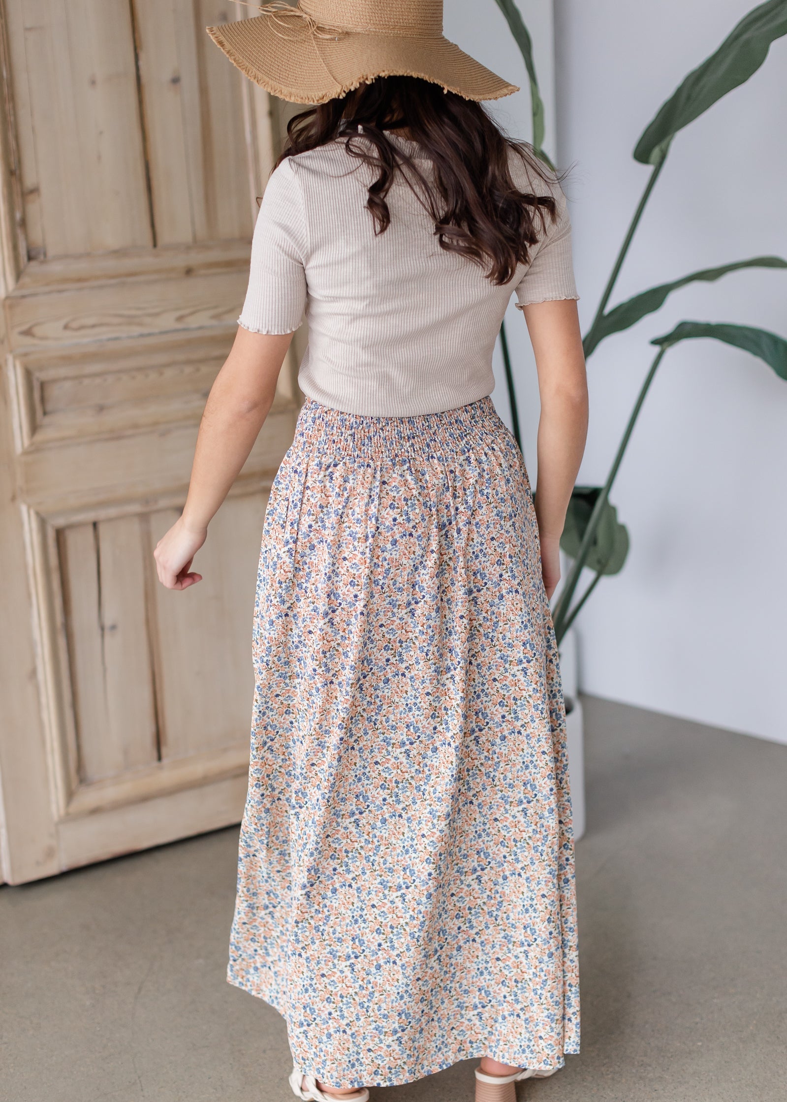 Ditsy Floral Print Slit Hem Flared Maxi Skirt Skirts Tea N Rose