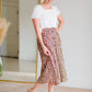 Ditsy Print Button Front Pleated Midi Skirt Skirts Hayden Los Angeles