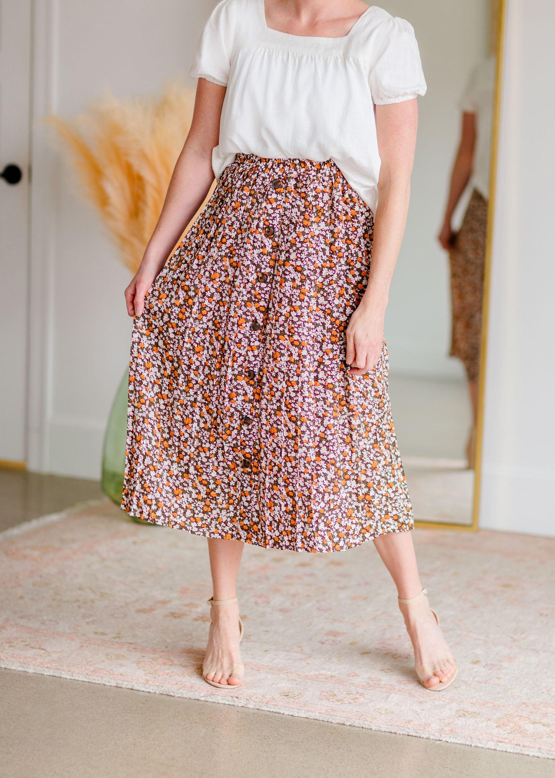 Ditsy Floral Print Pleated Midi Dress - FINAL SALE – Inherit Co.