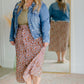 Ditsy Print Button Front Pleated Midi Skirt Skirts Hayden Los Angeles