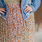 Ditsy Print Button Front Pleated Midi Skirt Skirts Hayden Los Angeles