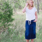 Mauve or white subtle v-neck tee with tie front.