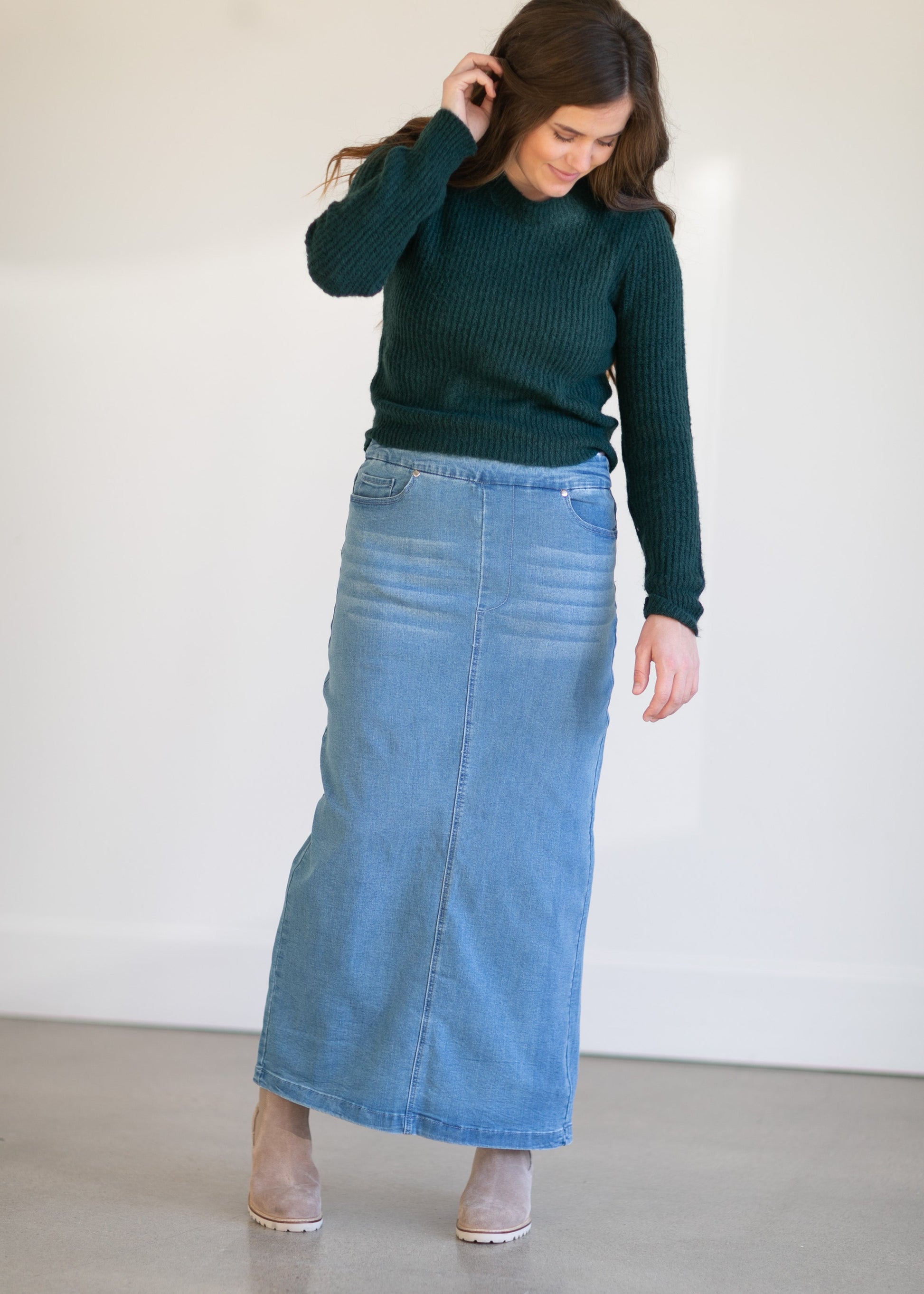 Donna Light Wash Long Denim Skirt - FINAL SALE Skirts