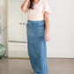 Donna Light Wash Long Denim Skirt Inherit Co.