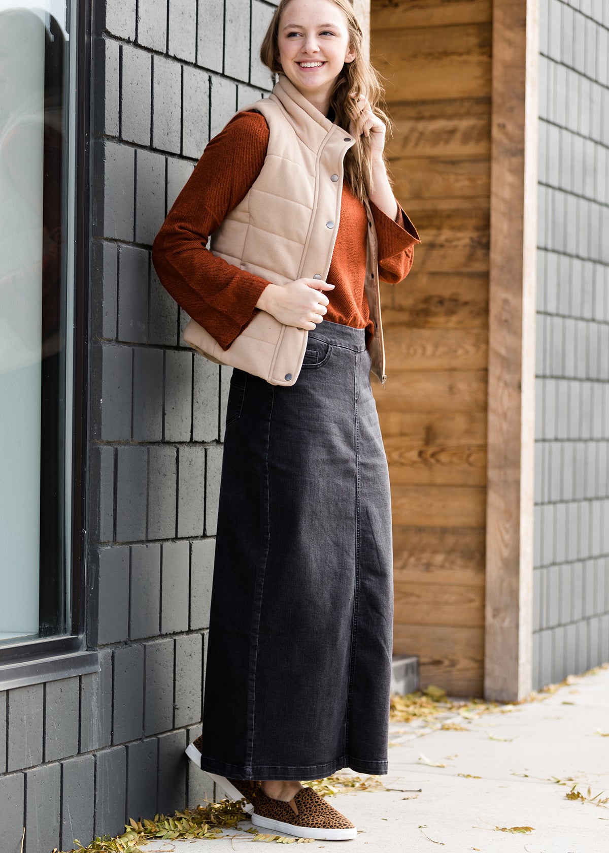 Donna Long Denim Skirt FINAL SALE
