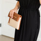 DOORBUSTER - Beige Herringbone Foldover Clutch with Strap - FINAL SALE Accessories