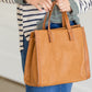 DOORBUSTER - Contrast Trimmed Structured Brown Tote - FINAL SALE Accessories