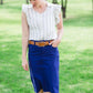 double gold buckle faux leather women's belt