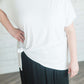 charcoal or black triple pleated maxi skirt with elastic waist.