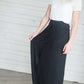 charcoal or black triple pleated maxi skirt with elastic waist.