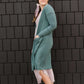 jade colored long double pocket button up cardigan