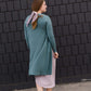 jade colored long double pocket button up cardigan