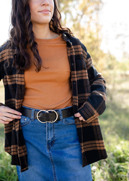 Double Ring Buckle Vegan Leather Belt -FINAL SALE Accessories Apple Accessories