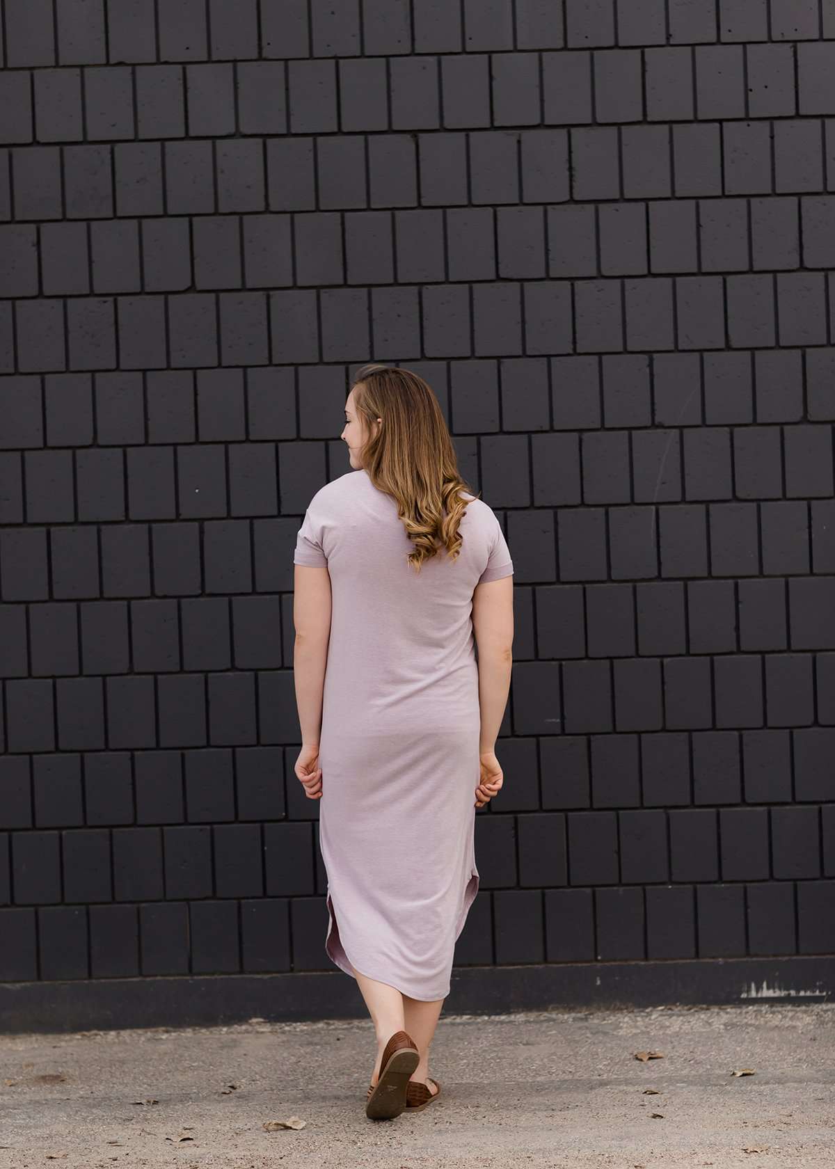 Modest lavender cotton maxi dress
