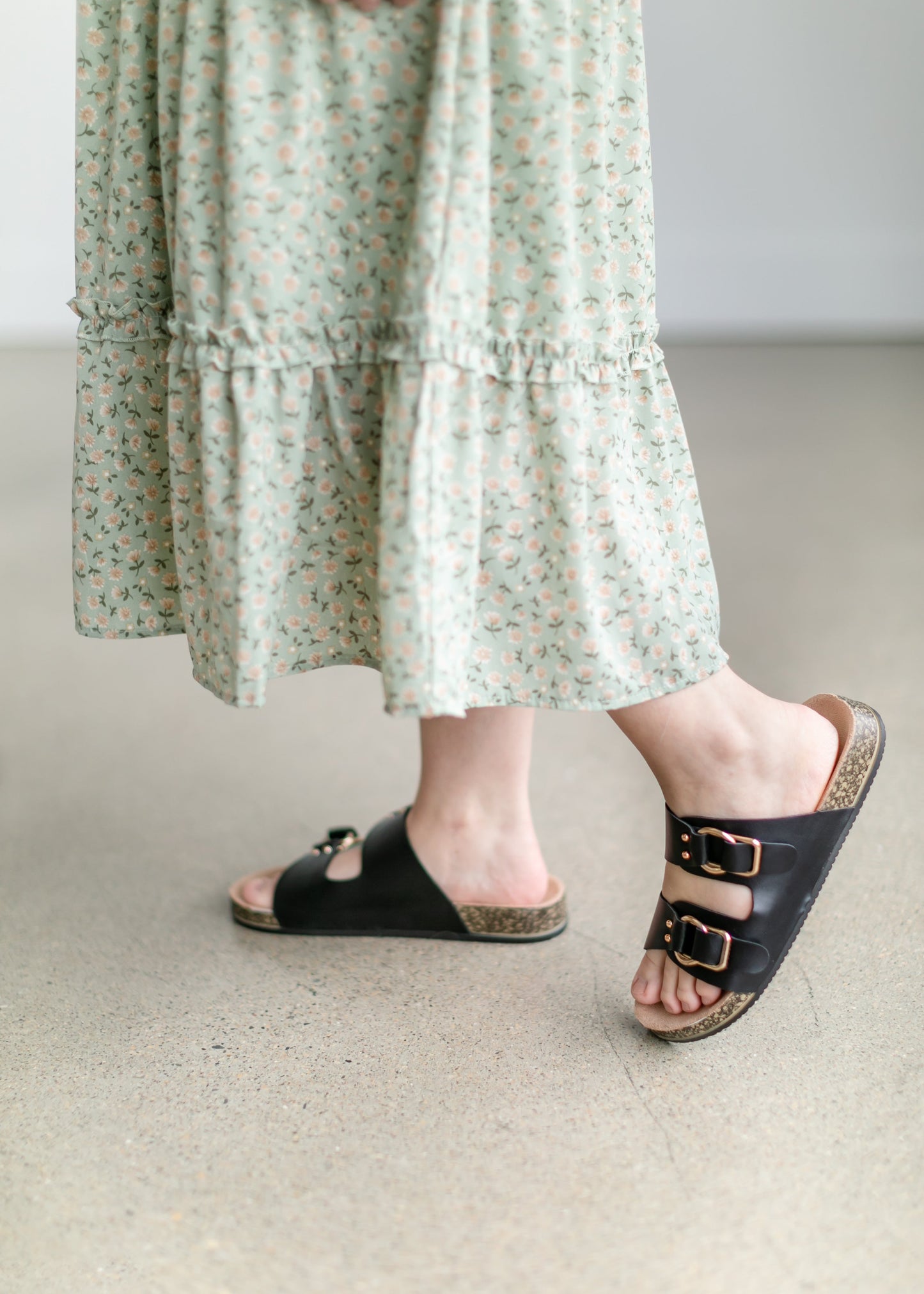 Double-Strap Slide Buckle Sandal Shoes