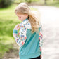 teal and floral doublehood girls sweatshirt