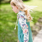 teal and floral doublehood girls sweatshirt