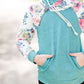 teal and floral doublehood girls sweatshirt