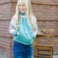 teal and floral doublehood girls sweatshirt