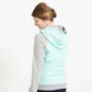 Woman wearing a mint and gray doublehood sweatshirt from ampersand avenue