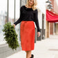 Drawstring Corduroy Velvet Midi Skirt - FINAL SALE Skirts