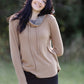 Drawstring Striped Cowl Neck Long Sleeve Top Tops Staccato