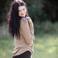 Drawstring Striped Cowl Neck Long Sleeve Top Tops Staccato