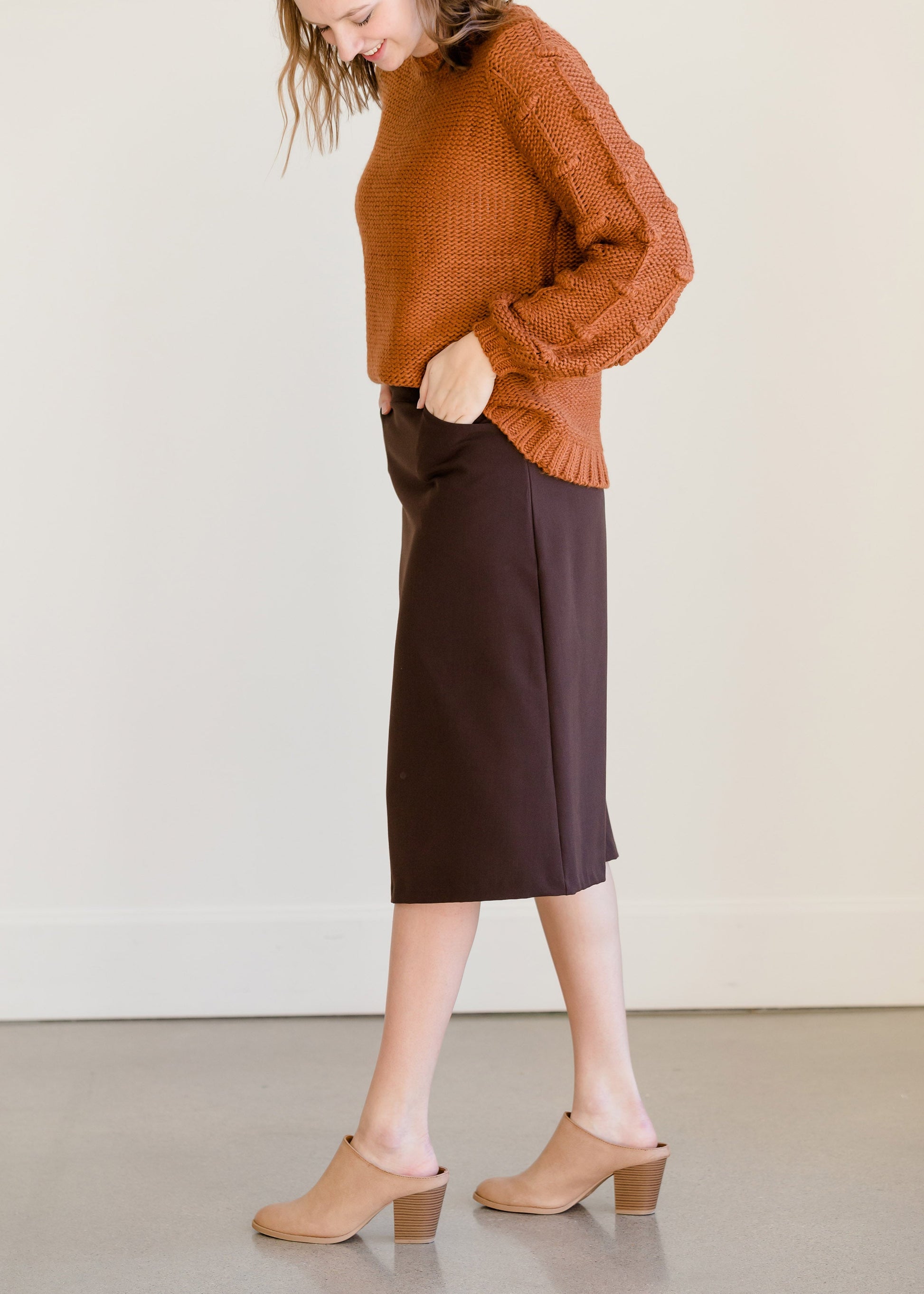 Dressy Back Zip Midi Skirt - FINAL SALE Skirts