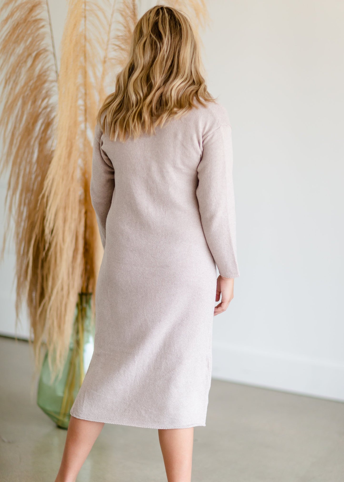 Dusty Lilac Knit Sweater Dress Dresses LUSH