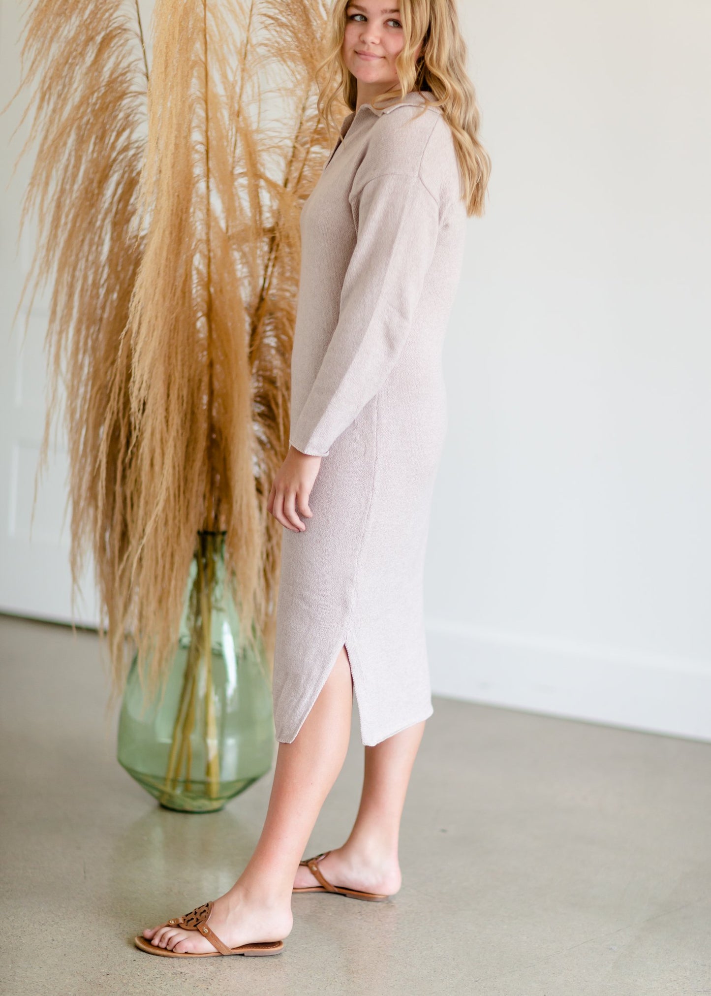 Dusty Lilac Knit Sweater Dress Dresses LUSH