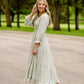 Dusty Olive Smocked Bodice Midi Dress Dresses