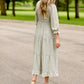 Dusty Olive Smocked Bodice Midi Dress Dresses