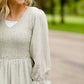 Dusty Olive Smocked Bodice Midi Dress Dresses