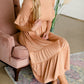 Dusty Peach Tiered Knit Midi Dress Dresses