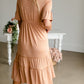 Dusty Peach Tiered Knit Midi Dress Dresses