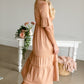 Dusty Peach Tiered Knit Midi Dress Dresses