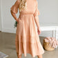 Dusty Peach Tiered Knit Midi Dress Dresses