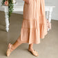 Dusty Peach Tiered Knit Midi Dress Dresses