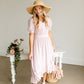 Dusty Pink V-Neck Ruffled Hem Midi Dress Dresses