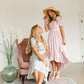 Dusty Pink V-Neck Ruffled Hem Midi Dress Dresses