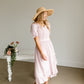 Dusty Pink V-Neck Ruffled Hem Midi Dress Dresses