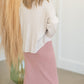 Dusty Rose Ribbed Sweater Midi Skirt Skirts Tea & Rose