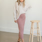 Dusty Rose Ribbed Sweater Midi Skirt Skirts Tea & Rose