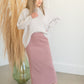 Dusty Rose Ribbed Sweater Midi Skirt Skirts Tea & Rose