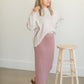 Dusty Rose Ribbed Sweater Midi Skirt Skirts Tea & Rose