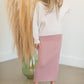 Dusty Rose Ribbed Sweater Midi Skirt Skirts Tea & Rose