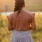 Dusty Rust Flutter Sleeve Round Neck Top - FINAL SALE